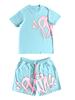Estilo callejero hip-hop europeo y americano para hombre y mujer, top holgado de manga corta con estampado de letras, traje deportivo casual de moda de verano para hombre