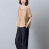 Mãe Verão Nova Moda terno Explosões Ocidental-estilo de meia-idade Tencel Camisa de manga curta feminina Calças casuais Conjunto de duas peças