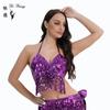 Top de rendimiento con lentejuelas europeas y americanas, sujetador de lentejuelas para danza del vientre DS, traje con borlas de lentejuelas para escenario de discoteca