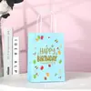 Sacola de presente de aniversário, sacola de papel kraft com desenho animado, sacola de embalagem para viagem, sacola para embrulho de presente de festa de feriado infantil, bolsa de mão