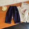 Pantalones Delgados para Niños 2025 Primavera y Otoño Pantalones Casuales para Niños y Niñas Color Puro Versátiles Bordados Pantalones de Algodón para Bebé al Mayoreo