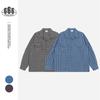 Bsapa Estilo Japonés Retro Top de Algodón Puro Camisa Larga Holgada Versátil Casual para Hombre Camisa a Cuadros Cs3105