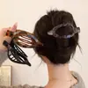 Pinza Grande de Gama Alta para la Parte Trasera de la Cabeza, Pinza de Pato, Elegante Pinza de Pinza de una Sola Línea, Pinza Horizontal con Estampado de Leopardo para Mujer