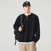 Sudadera Falsa de Dos Piezas de Manga Larga para Hombre, Cuello Henley, Corte Holgado Casual, Versátil, Chaqueta Superior Estilo Nuevo Otoño 2026 para Hombre