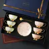 Taza de Café de Cerámica Estilo Europeo Hueso de China Retro Set Exquisito de Alta Gama Caja de Regalo Set de Café de Alta Gama Taza de Té Platillo