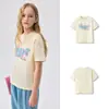 Roupa Infantil Balabala Camiseta de Manga Curta para Meninas 2025 Nova Primavera e Verão Secagem Rápida Doce Estilo Acadêmico para Crianças Maiores