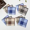 Pañuelo Cuadrado para Hombre, Pañuelo Delgado de Algodón Puro a Cuadros y Rayas, Accesorio para Bolsillo de Traje de Negocios 28cm