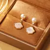Brincos de Pérola de Concha Franceses, Simples, Leves e Luxuosos, Brincos de Nicho em Formato de Leque para Mulheres, Brincos de Alta Qualidade, Requintados e Versáteis