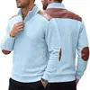 Ebay Ropa para Hombre Transfronteriza Jacquard Texturizado Punto con Solapa Patchwork Americano Parches en Hombros y Mangas Sudadera Deportiva Casual