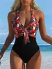 Traje de baño de una pieza para mujer estilo europeo y americano, escote en V profundo, sin tirantes, ajustado, sexy, con cutout, adelgazante, nuevo modelo 2027, adecuado para resort y aguas termales