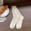 Calcetines Blancos para Mujer en Verano, Calcetines Finos de Malla Transpirables Absorbentes de Sudor hasta la Pantorrilla, Medias Versátiles Estilo Ballet, Calcetines de Felpa con Encaje