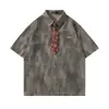Con Corbata, Camisa de Manga Corta Camuflaje Tie-Dye, Verano Holgada Hip-Hop Tendencia Ambiente Casual Camisa de Cuello para Niños