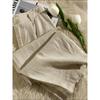 Pantalones Casuales de Algodón y Lino Finos de Verano en Stock para Mujer, Pantalones de Pierna Ancha Caídos de Cintura Alta Talla Grande, Versión Estrecha Adelgazante de Longitud Completa para Mujeres con Curvas
