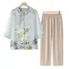 Camisa de Verano para Abuela, Ropa Estilo Chino, Traje de Verano para Madres de Mediana Edad y Mayores, Nuevo Estilo Blusa Holgada para Personas Mayores y Señoras