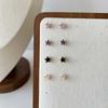 Pendientes Kassett estilo coreano de plata de ley S925 con circonitas y diseño de estrella pentagonal para mujer.