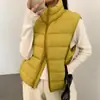 Colete canelado de algodão leve para mulheres, estilo curto, nova coleção 2026, gola alta, estilo coreano, jaqueta regata casual versátil para outono e inverno