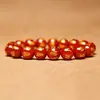 Pulsera sencilla de ágata roja natural con mantra de seis caracteres, disponible en varios tamaños, roja con cuentas doradas, joyería de ágata roja simple y clásica