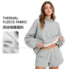 Ropa de Mujer Cai Xiang Dao Superventas Transfronterizo Sudadera Estilo Americano Ins de 350g con Forro Polar y Cuello Semi Alto Color Dopamina