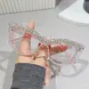 Gafas Planas para Mujer Estilo Nuevo con Incrustaciones de Diamantes Ojo de Gato Marco Grande, Tendencia Transfronteriza Europea y Americana Personalizadas Antiluz Azul