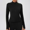 Jaqueta de Yoga Quente com Forro de Fleece Outono/Inverno para Mulheres, Cardigã Esportivo com Zíper e Gola Alta, Corte Justo com Bolsos, Casaco Fitness 52633