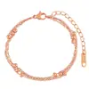 Estilo Ins Coreano Sencillo y Moderno Cadena Doble de Cuentas Pulsera de Acero de Titanio de Alta Calidad Chapada en Oro Real Personalizada para Mujer