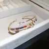 Pulseira Aberta Dupla Camada Quadrada de Zircônia Banhada a Ouro Real 18k, Simples e Estilosa, Pulseira de Pulso da Moda para o Dia a Dia, Joia de Luxo Leve
