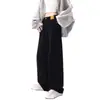 Jeans Rectos Negros de Cintura Alta para Mujer Primavera Otoño Nuevos Tallas Grandes Chicas Gorditas Holgados Adelgazantes Forma de Pera Pantalones de Pierna Ancha