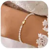 2024 Nuevo Diseño de Producto Pulsera en Capas con Perlas de Imitación y Cuentas Pulsera Ajustable de Acero Inoxidable con Forma de Corazón Temperamento Elegante para Mujer