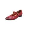 Zapatos Mary Jane de Piel de Vaca Lavada Texturizada Artística Minisse Primavera 2025 Tacón Bajo Grueso Punta Cuadrada Piel Genuina de Botón Único para Mujer