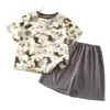 Traje de verano de manga corta para niños Conjunto de dos piezas estilo western para bebé Traje de casa para niños Soporte para una pieza de cabello