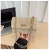 Bolsos Pequeños Tejidos de Moda de Este Año, Nuevos Estilos de Verano, Versátiles Bolsos Cuadrados Pequeños con Cadena Texturizada para Hombro y Cruzados