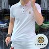 Camisa polo de manga corta para hombre, seda helada, con cuentas de algodón, cuello de solapa, manga media, nueva de verano, para hombre, combinable, corte ajustado, moda para jóvenes y personas de mediana edad