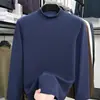 Camiseta Masculina Casual de Cor Sólida Quente com Manga Longa Autoaquecimento Outono e Inverno Veludo Alemão Gola Meia-alta Camada Base