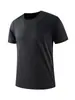Camiseta Regata Masculina de Malha com Manga Curta Anti-Amassado Gola Redonda Sem Costura Borrachada Solta Casual Simples Respirável Masculina Cross-Border
