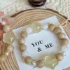 Pulsera Personalizada con Madera Lechosa y Estrellas de Citrino, Pulsera Elegante, Pulsera, Joyería de Dibujos Animados