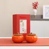 Decoración Personalizada de Cerámica Shishi Ruyi de Caqui para Lata de Té Decoración para el Hogar Cosas Buenas Vienen en Pares Caja de Regalo Set Dulces de Boda Venta al por Mayor