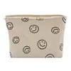 Producto Nuevo Transfronterizo, Bolsa de Maquillaje Portátil de Pana con Cara Sonriente Simple, Gran Capacidad, Bolsa de Almacenamiento de Artículos de Tocador de Gama Alta
