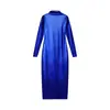 Vestido de Couro PU Sintético Estilo Europeu e Americano, Cor Sólida, Caimento Justo, Valoriza a Silhueta, Gola Redonda, Cintura Alta, Bodycon, Vestido Longo