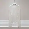 Coreia do Sul Dongdaemun Nova Blusa de Gola Redonda Versátil Camiseta de Manga Longa Camisa Básica Feminina Fina Microtransparente Suéter de Tricô Confortável