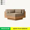 Sofá de Madera Maciza de Alta Gama para Exteriores, Estilo Nórdico para Terraza de Hotel, Patio de Villa, Juego de Muebles de Madera de Teca Impermeable y Resistente al Sol