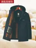 Nueva chaqueta de algodón de invierno para papás de mediana edad, con forro de polar, engrosada para abrigar, capucha desmontable, abrigo grueso de algodón casual para hombres