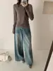 Camiseta Básica de Lã Feminina 2026 Primavera e Outono Nova Branca Gola Redonda Slim Fit Versátil Simples Confortável Manga Longa