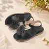 Sandalias Florales de Verano para Niñas, Zapatos Diarios de Playa para Niños Pequeños, Velcro Suela Suave Antideslizantes Zapatos de Princesa