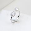 Anillo Suelto de Plata S925 Anillo para Mujer Abertura Tamaño Ajustable diy Joyería de Perlas Soporte Vacío Accesorios para Incrustaciones 101