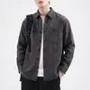 Nueva colección otoño/invierno 2026: Camisa retro de estilo japonés con retazos y manga larga, camisa de trabajo, prenda exterior casual de estilo americano holgada