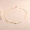 Collar de perlas naturales de agua dulce con cuentas de piedra rosa de cristal floral, cadena de clavícula, color simple y versátil, dopamina