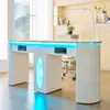 Mesa de Manicura Transfronteriza Individual y Doble de Pizarra con Carga Inalámbrica Aspiradora de Escritorio para Salones de Uñas