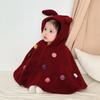 Capa de bebé con capucha y forro polar para otoño e invierno, ropa para niña, chal de bola colorido, traje resistente al viento