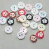Botões coloridos de resina floral de camada dupla em estoque, botões vintage impressos de dois furos, acessórios para roupas infantis, camisas, peças de vestuário costuradas à mão