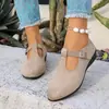 Sapatos Mary Jane de Tira em T com Salto Plataforma em Camurça Coleção Primavera/Verão 2025 Multicor Confortáveis com Solado Macio Sapatos Femininos para Mães que Trabalham